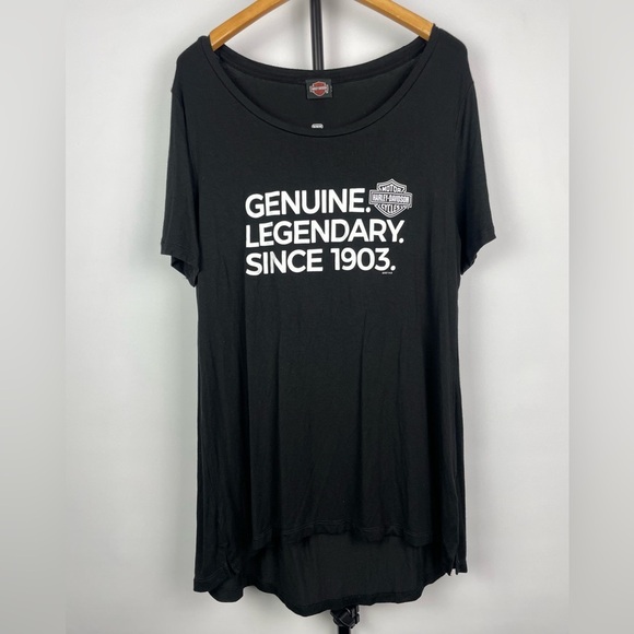 Harley-Davidson® Black Women's Legendary Loose Fit Short Sleeve Swing Tee - Picture 2 of 6